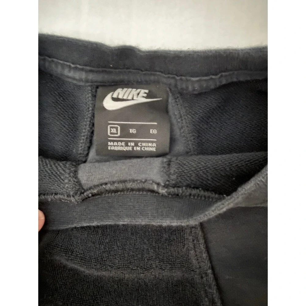 Nike Sportswear Womens XL Black Velour Panel French Terry Sweatshirt Pullover